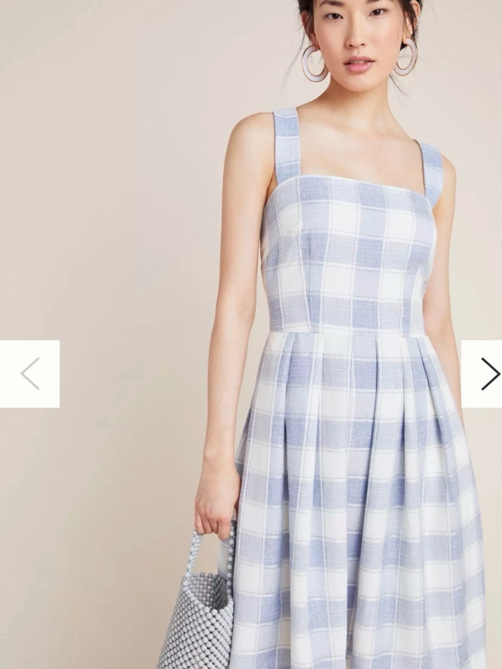 Gal Meets Glam Nikki Gingham Midi Dress Blue and White